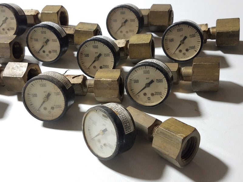 Lot of (10) Halon 1301 0-2000PSI ( 2240001 ) Pressure Gage no. 13405 Assemblies